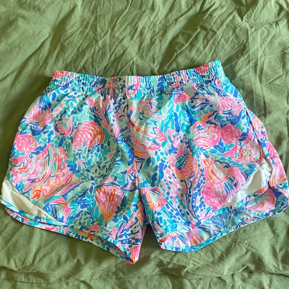 Lilly Pulitzer Pink and Blue Floral Athletic Shorts